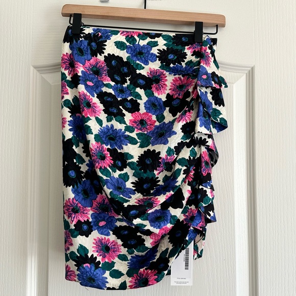 Veronica Beard Ravello Floral Jacquard Ruched Silk Mini Skirt. Size: 0 - Picture 3 of 15